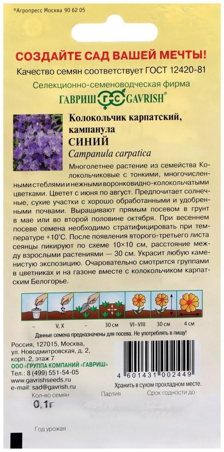 Семена цветов Колокольчик 