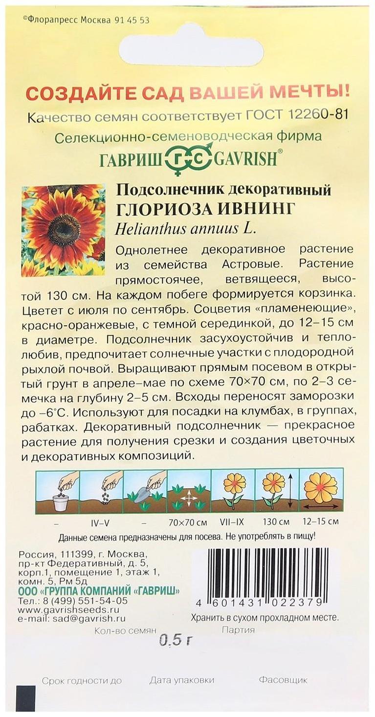 Семена цветов Подсолнечник декоративный 