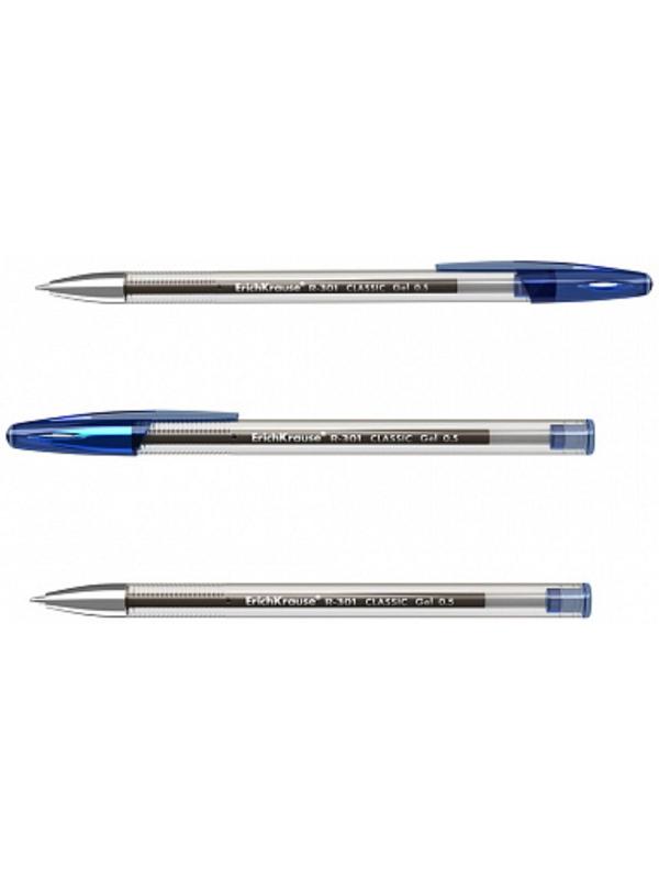 Ручка гелевая ErichKrause R-301 Classic Gel Stick, чернила синие, узел 0.5 мм, длина линии письма 600 метров
