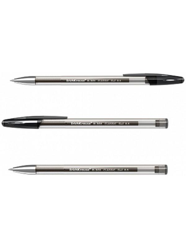 Ручка гелевая ErichKrause, R-301 Classic Gel Stick, узел 0,5мм, чернила черные, длина линии письма 600 метров