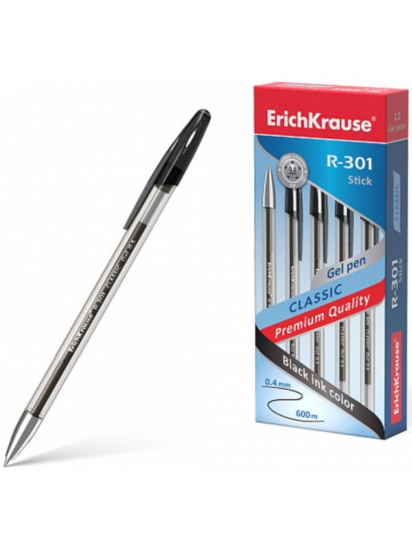 Ручка гелевая ErichKrause, R-301 Classic Gel Stick, узел 0,5мм, чернила черные, длина линии письма 600 метров