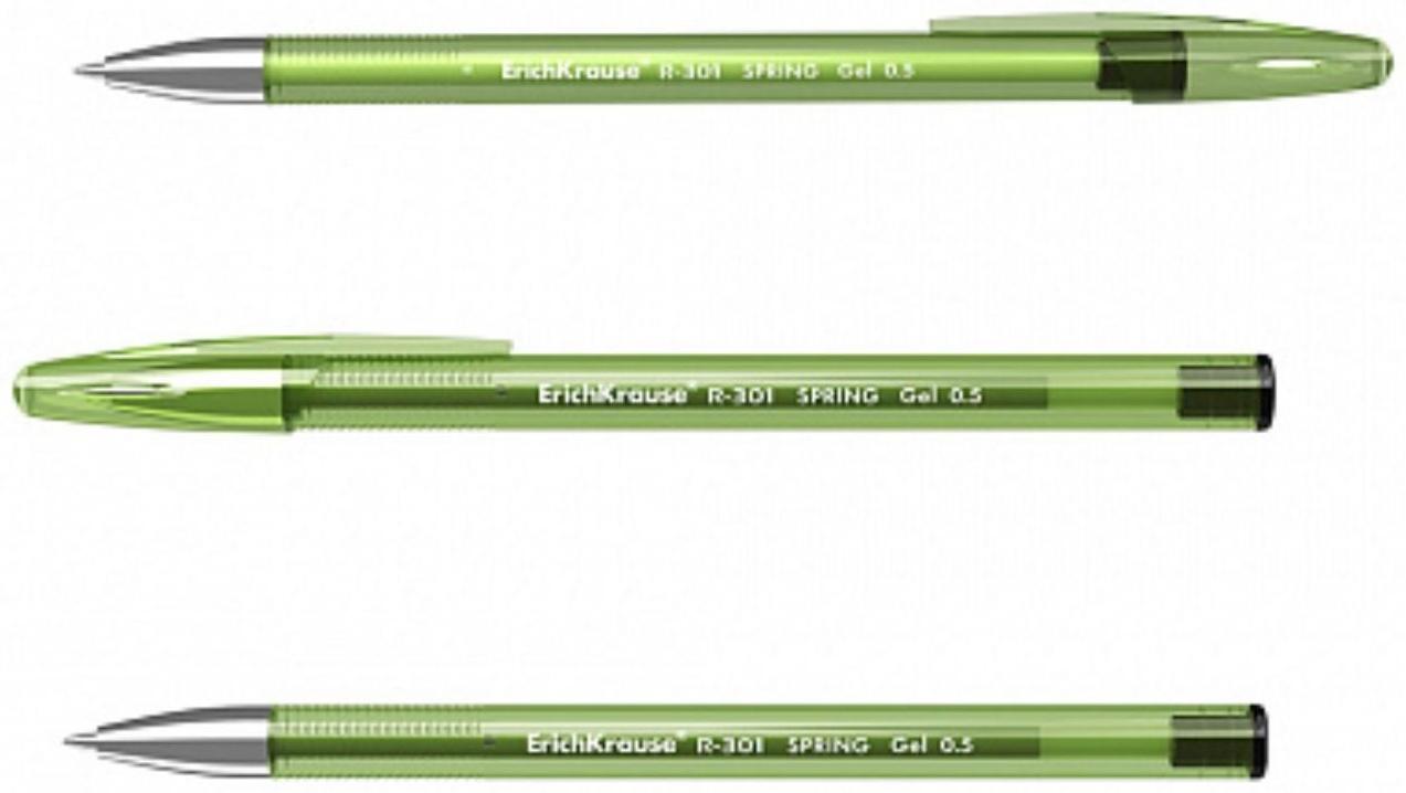 Ручка гелевая ErichKrause R-301 Spring Gel Stick, чернила черные, узел 0.5 мм, длина линии письма 600 метров
