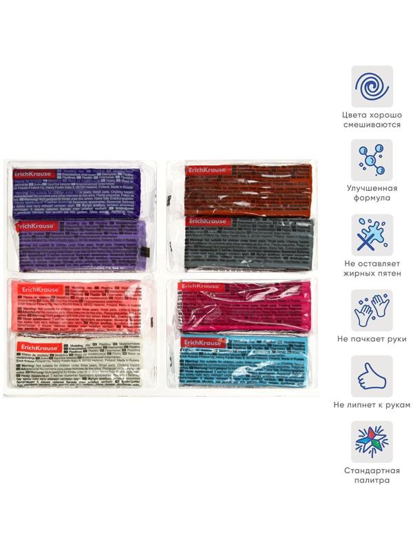 Пластилин 8 цветов, 144 г, ErichKrause 