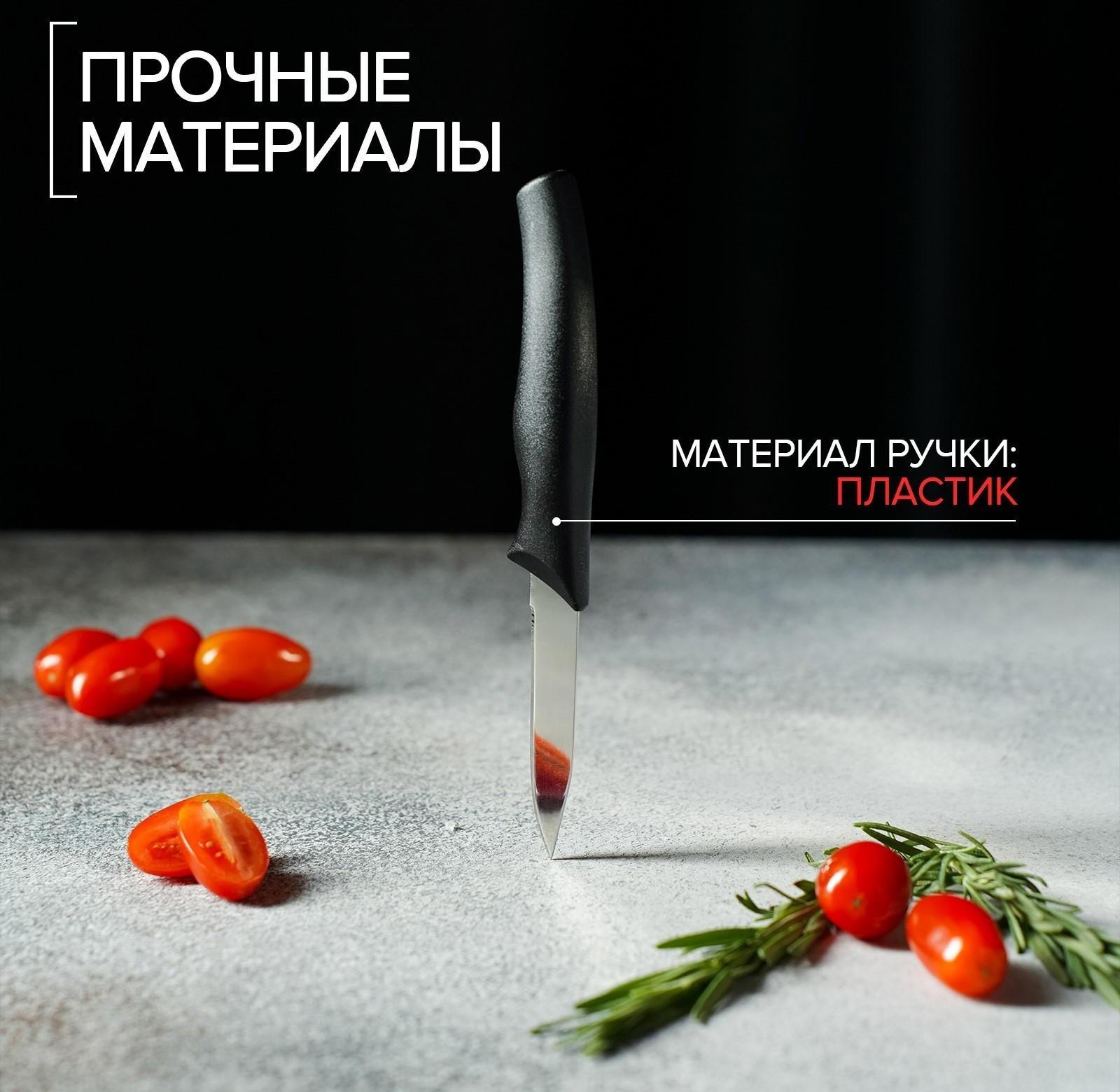 Нож Доляна «Грайм» овощной, лезвие 7,5 см, цвет чёрный