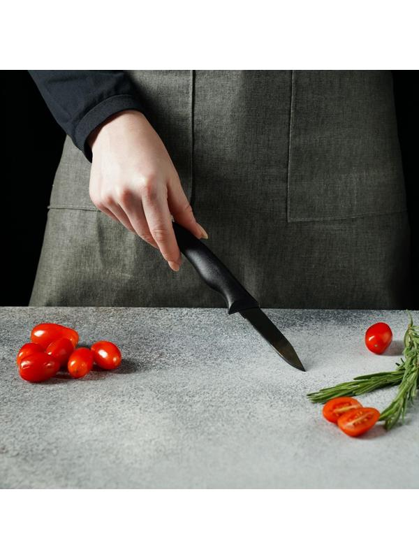 Нож Доляна «Грайм» овощной, лезвие 7,5 см, цвет чёрный