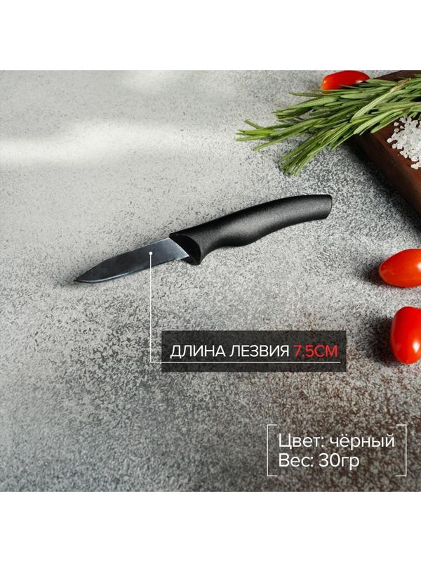 Нож Доляна «Грайм» овощной, лезвие 7,5 см, цвет чёрный