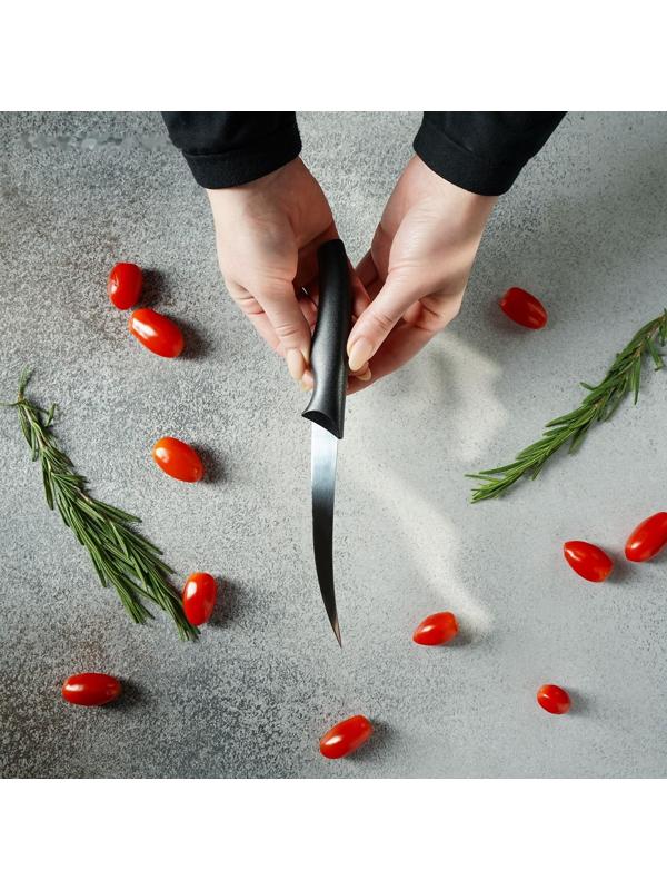 Нож Доляна «Грайм» для томатов, лезвие 11,5 см, цвет чёрный