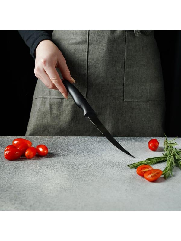 Нож Доляна «Грайм» для томатов, лезвие 11,5 см, цвет чёрный