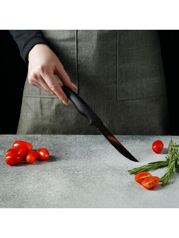 Нож Доляна «Грайм» для мяса, зубчатое лезвие 11,5 см, цвет чёрный