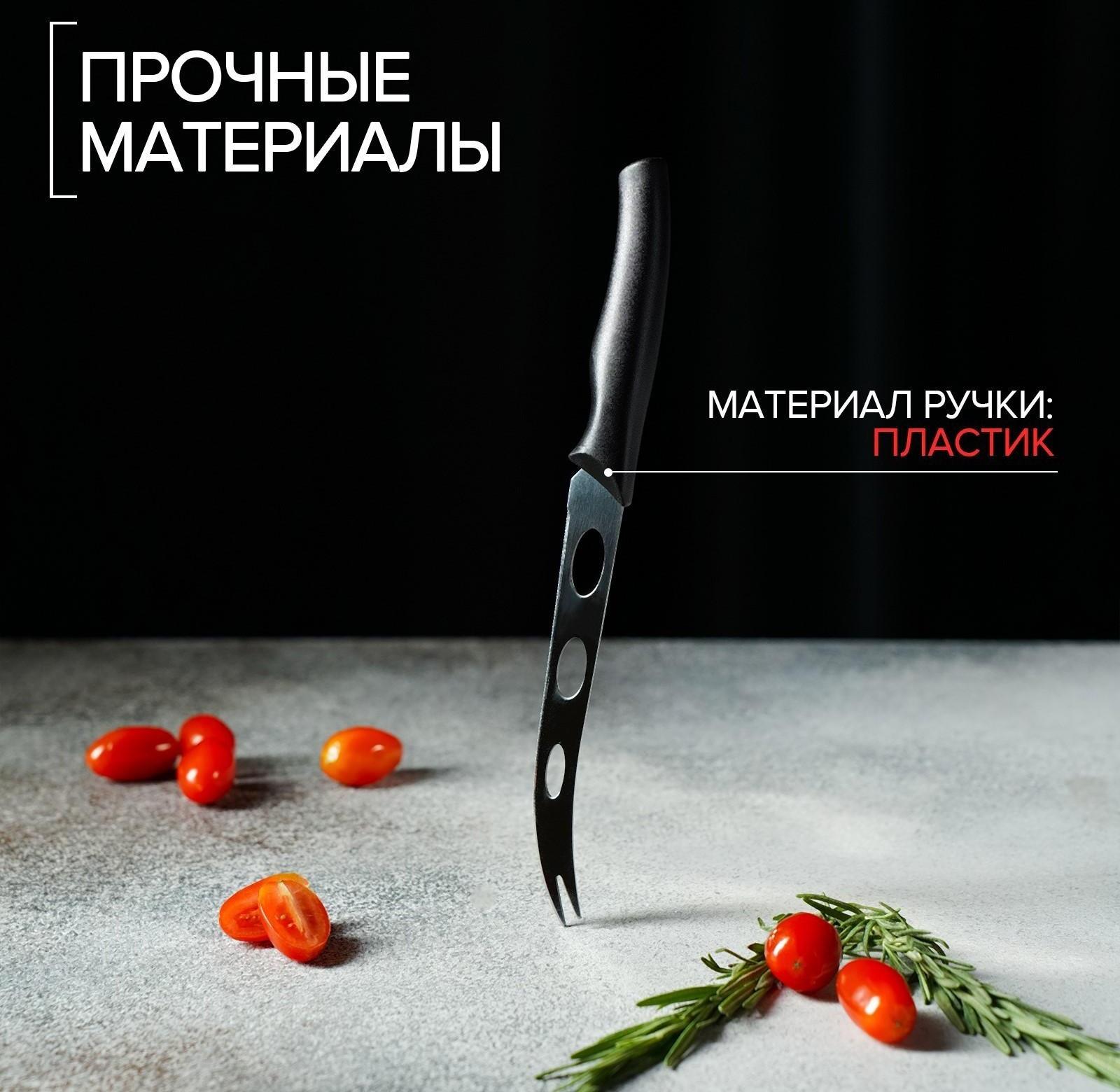 Нож Доляна «Грайм» для сыра, лезвие 15 см, цвет чёрный