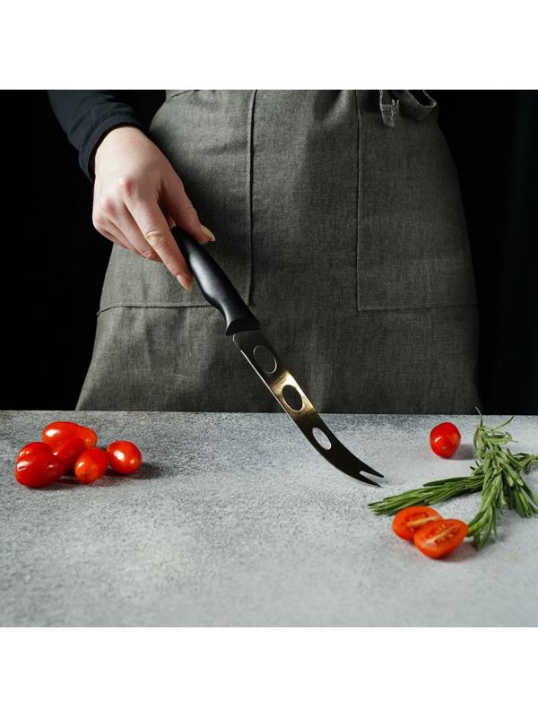 Нож Доляна «Грайм» для сыра, лезвие 15 см, цвет чёрный