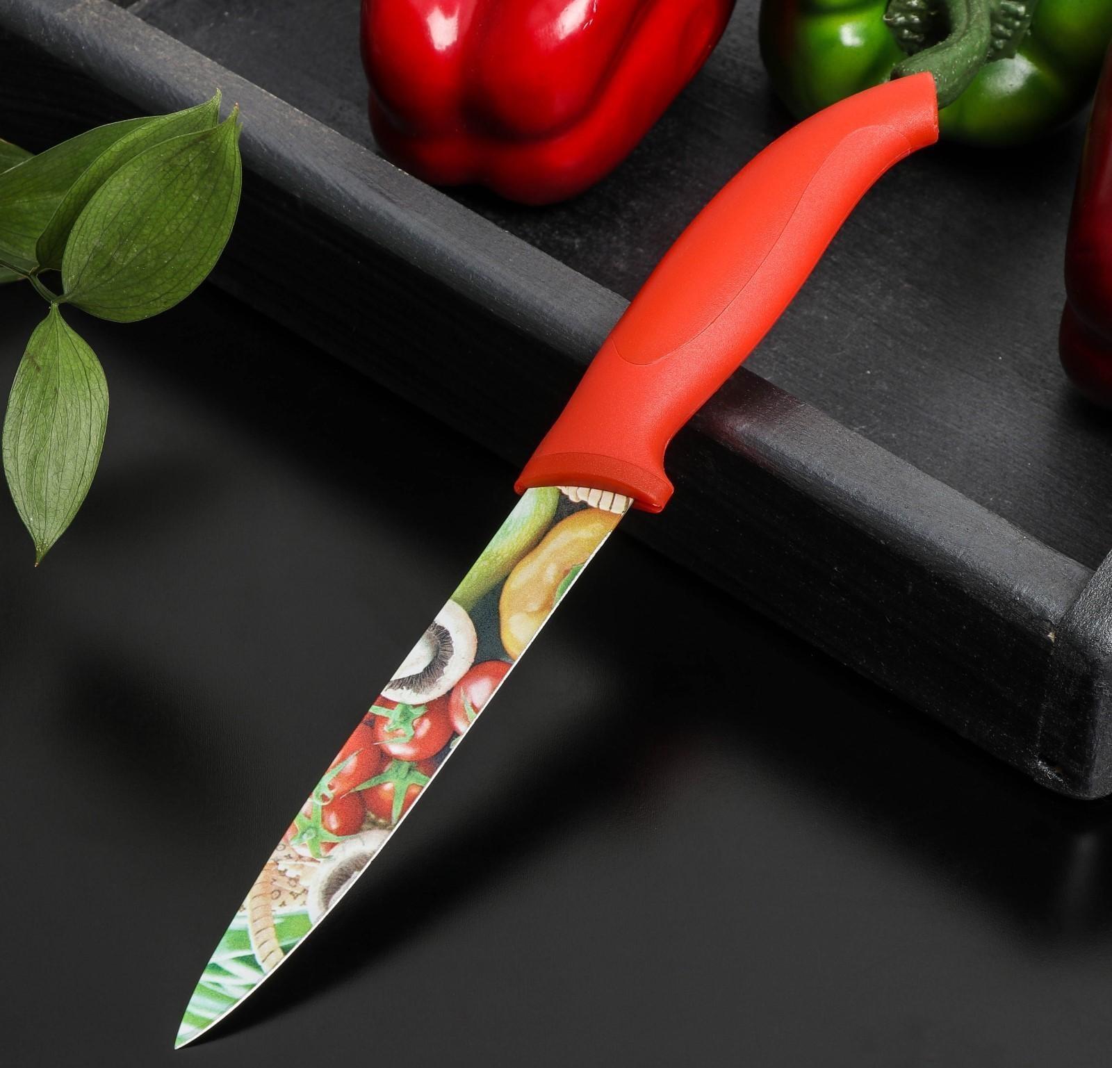 Нож с антиналипающим покрытием Доляна «Урожай» универсальный, лезвие 12,5 см