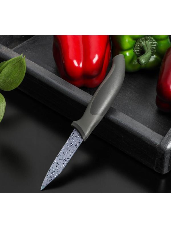 Нож с антиналипающим покрытием Доляна «Гранит», овощной, лезвие 8 см