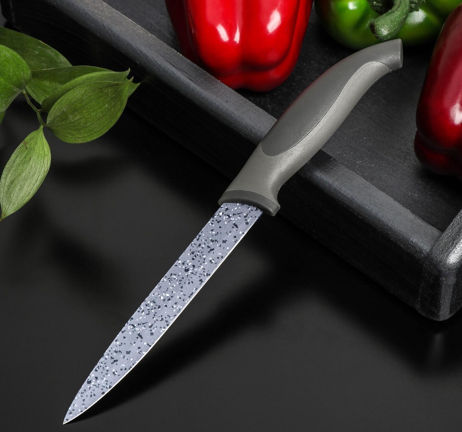 Нож с антиналипающим покрытием Доляна «Гранит», универсальный, лезвие 12,5 см