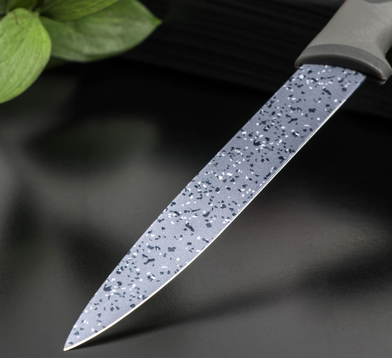 Нож с антиналипающим покрытием Доляна «Гранит», универсальный, лезвие 12,5 см