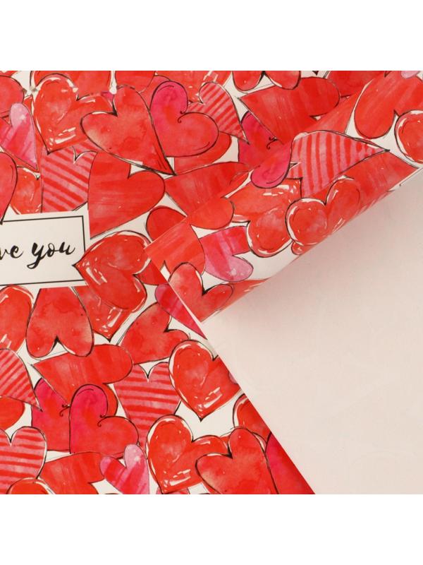 Бумага упаковочная глянцевая «Love», 70 × 100 см / 10 шт.