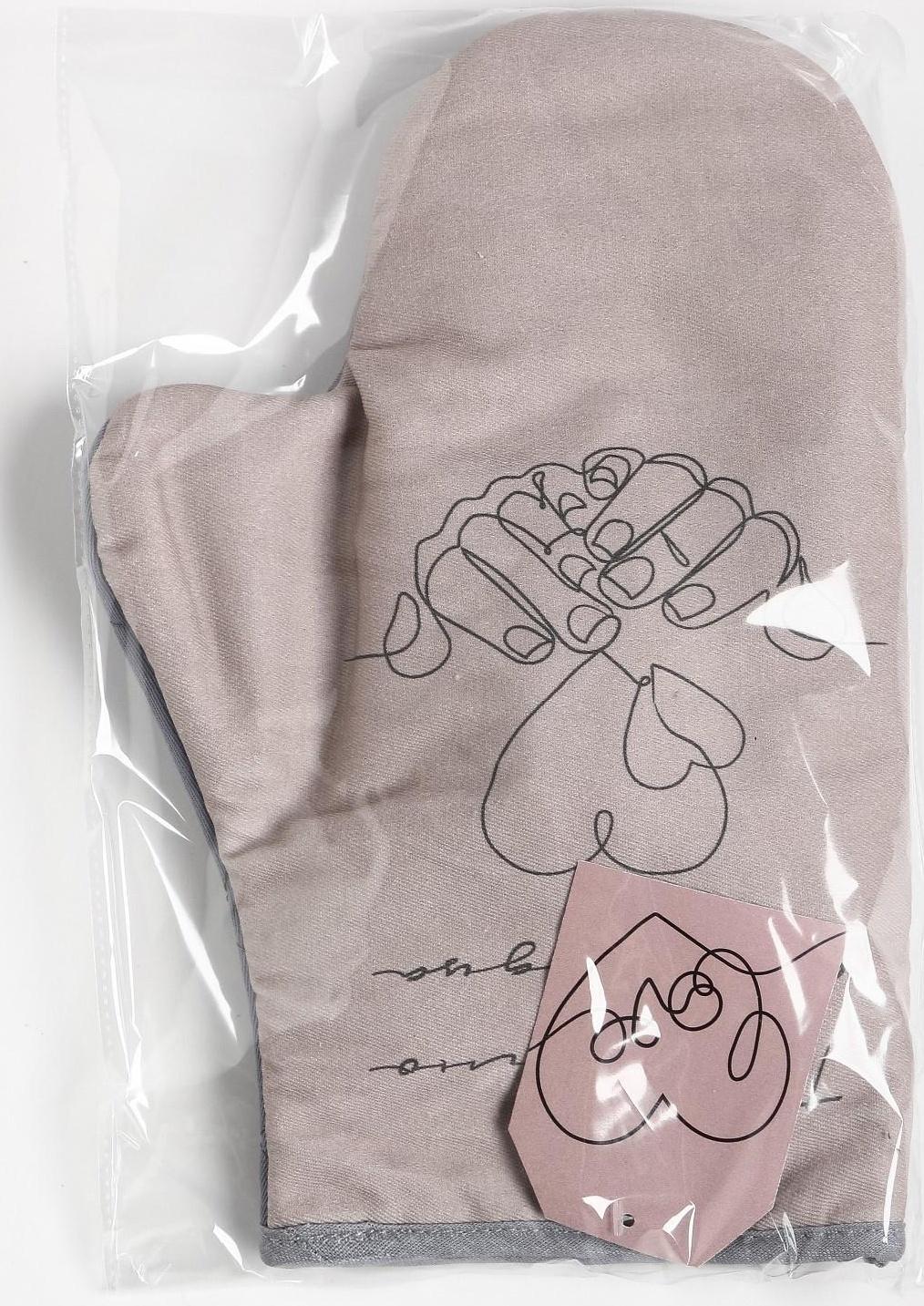 Набор подарочный Готовим от сердца: полотенце, варежка-прихватка, кисть, лопатка, венчик