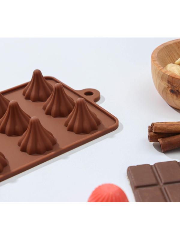 Форма для шоколада силиконовая Доляна «Трюфо», 15 ячеек, 21×10×2,2 см, цвет шоколадный