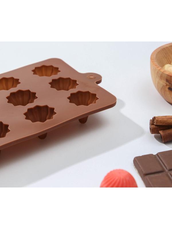 Форма для шоколада силиконовая Доляна «Трюфо», 15 ячеек, 21×10×2,2 см, цвет шоколадный