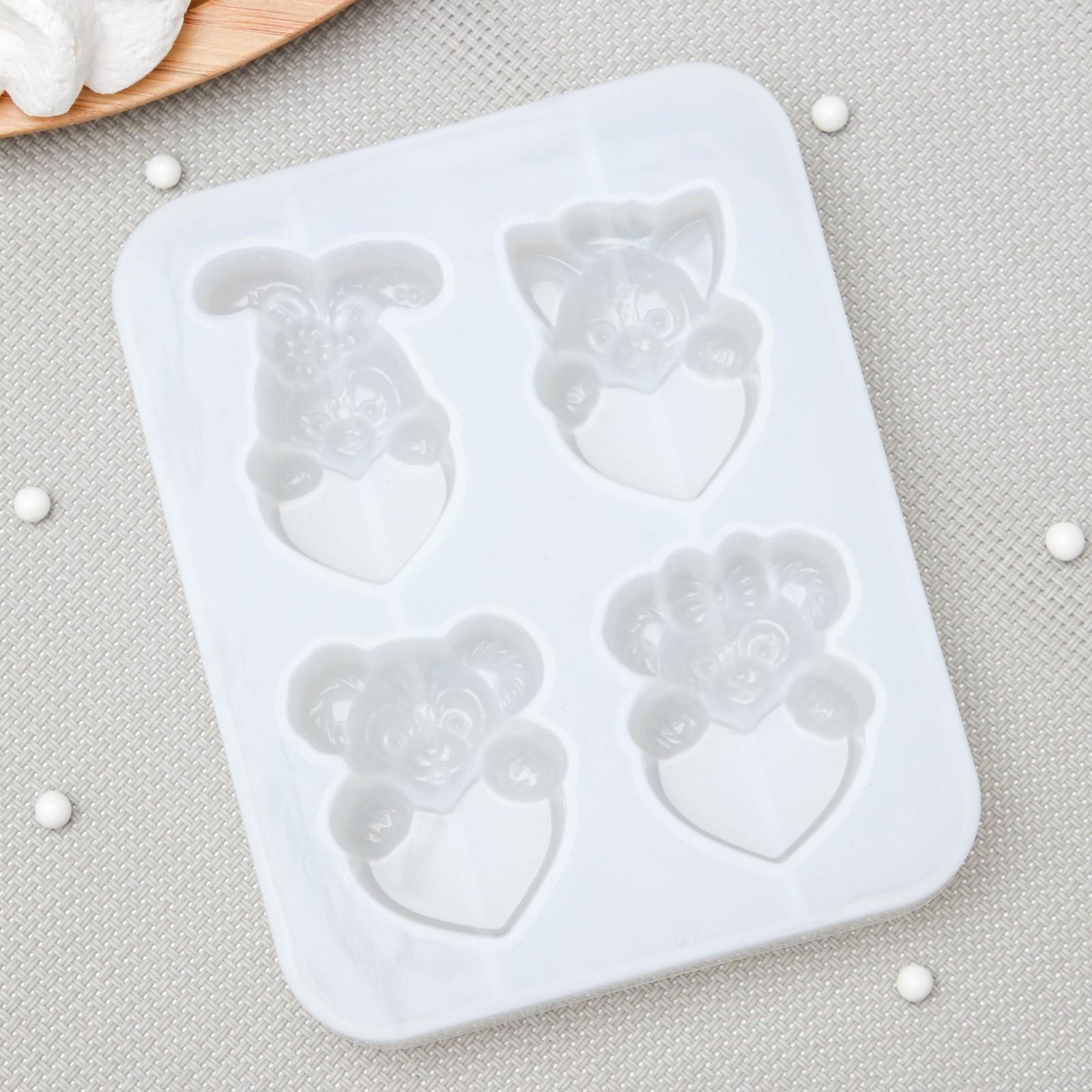 Молд «Любовь зверят», 12,5×10×2 см, ячейка 5×3,5 см