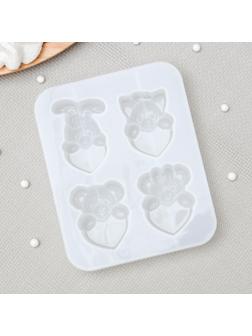 Молд «Любовь зверят», 12,5×10×2 см, ячейка 5×3,5 см