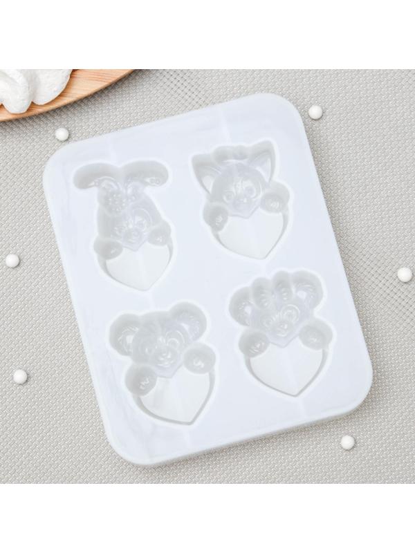 Молд «Любовь зверят», 12,5×10×2 см, ячейка 5×3,5 см