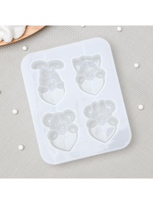 Молд «Любовь зверят», 12,5×10×2 см, ячейка 5×3,5 см