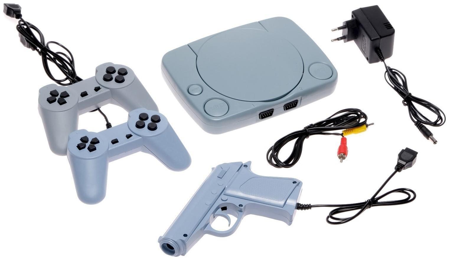 Игровая приставка LuazON Game-1 (NY), 8 бит, 2 джойстика и пистолет, 22 игры, серая