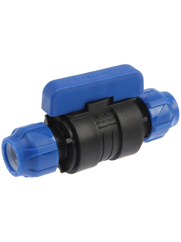 Кран шаровой ПНД Valfex, d=20 х 20 мм, цанга/цанга, разборный