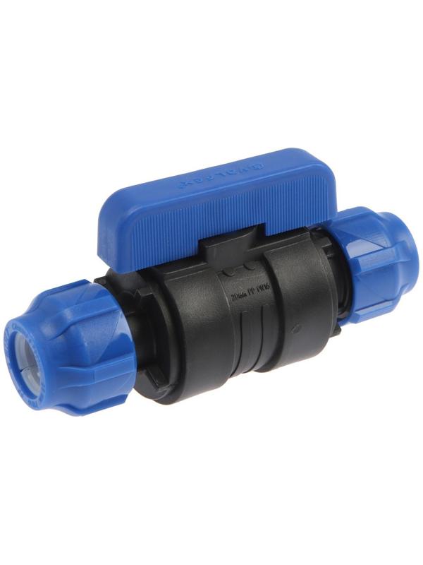 Кран шаровой ПНД Valfex, d=20 х 20 мм, цанга/цанга, разборный