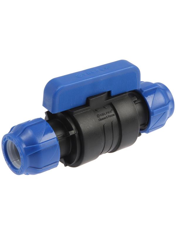 Кран шаровой ПНД Valfex, d=25 х 25 мм, цанга/цанга, разборный