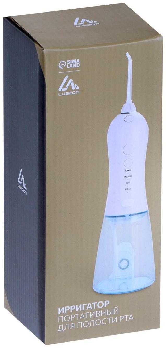 Ирригатор для полости рта Luazon LIR-03, портативный, 300 мл, 4 режима, 2 насадки, от USB