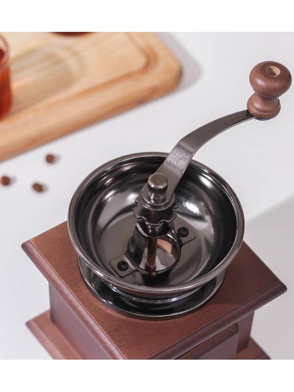 Кофемолка ручная «Василиса», 11,5×11,5×16,5 см, тёмное дерево