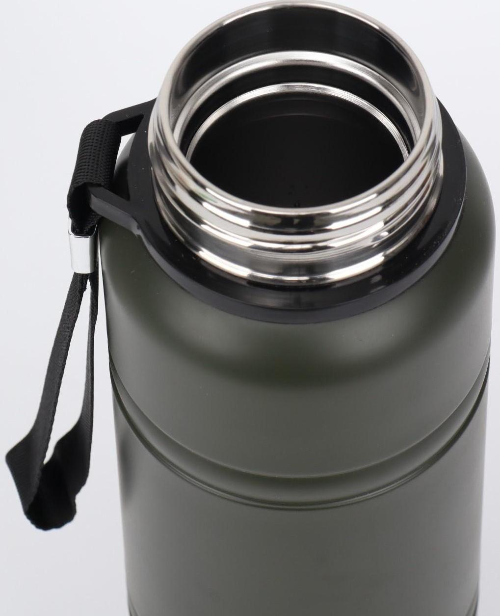 Термос, серия: Warm, 1 л, сохраняет тепло 24 ч, с термометром, ситом, зеленый