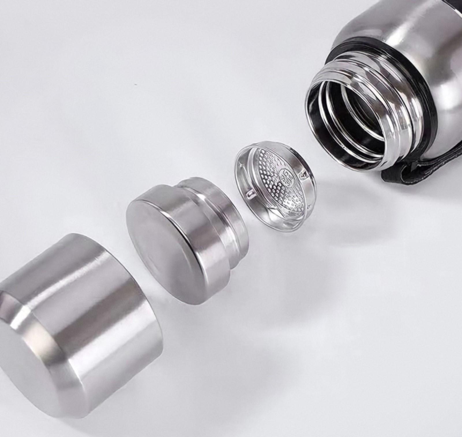 Термос, серия: Warm, 1 л, сохраняет тепло 24 ч, с термометром, ситом, зеленый