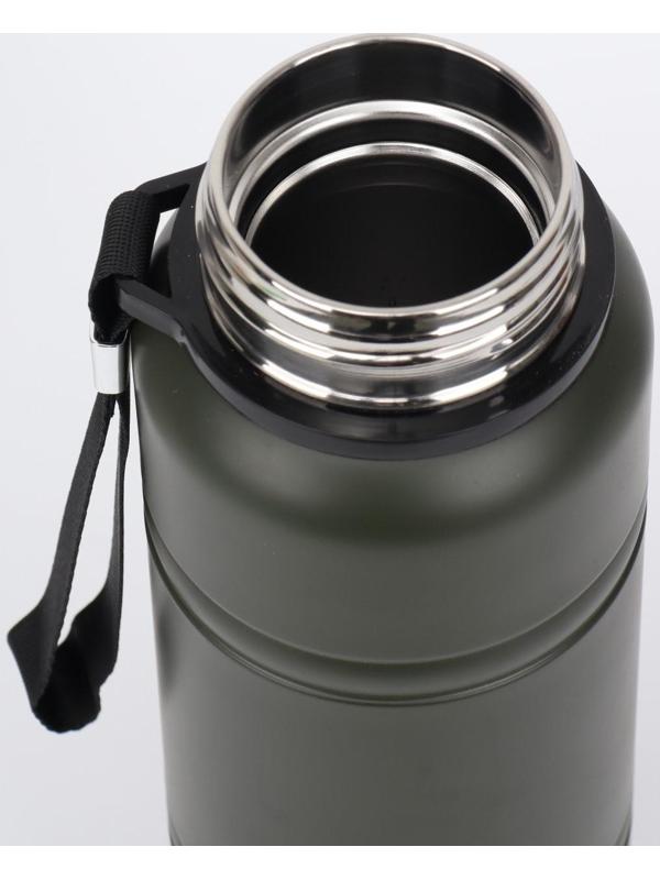 Термос, серия: Warm, 1 л, сохраняет тепло 24 ч, с термометром, ситом, зеленый