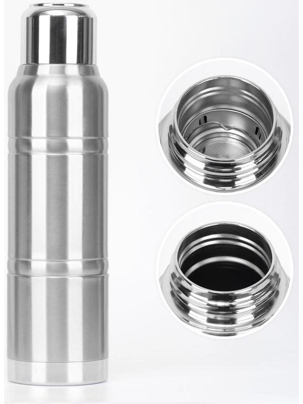 Термос, серия: Warm, 1.5 л, сохраняет тепло 24 ч, с ситом, хром