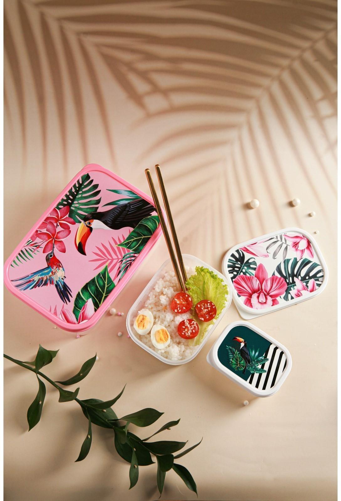 Набор контейнеров пищевых Доляна «Тропики», 3 шт: 150 мл, 500 мл, 1,2 л, прямоугольные