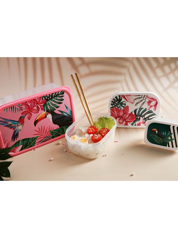Набор контейнеров пищевых Доляна «Тропики», 3 шт: 150 мл, 500 мл, 1,2 л, прямоугольные