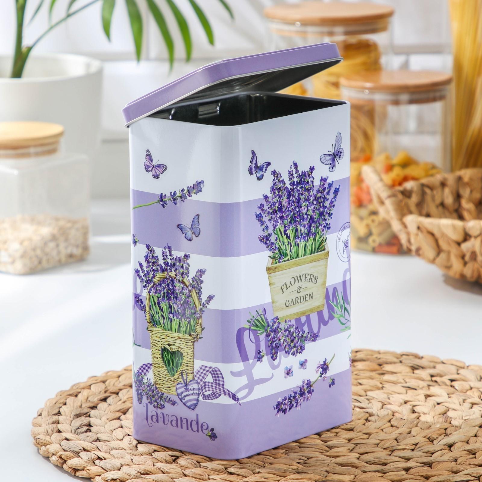 Банка для сыпучих продуктов «Лаванда 2», 2,7 л, 13,5×21,5 см, цвет сиреневый