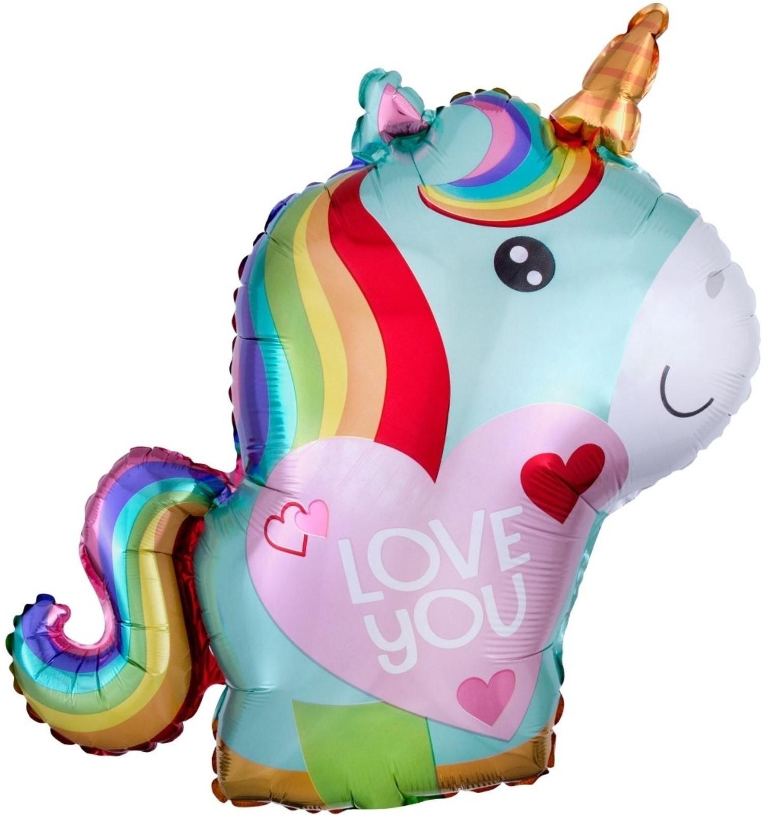 Шар фольгированный 31'' «Единорог с сердечком», фигура, цвет радужный