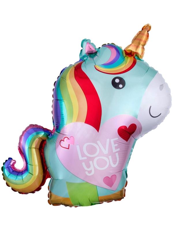 Шар фольгированный 31'' «Единорог с сердечком», фигура, цвет радужный