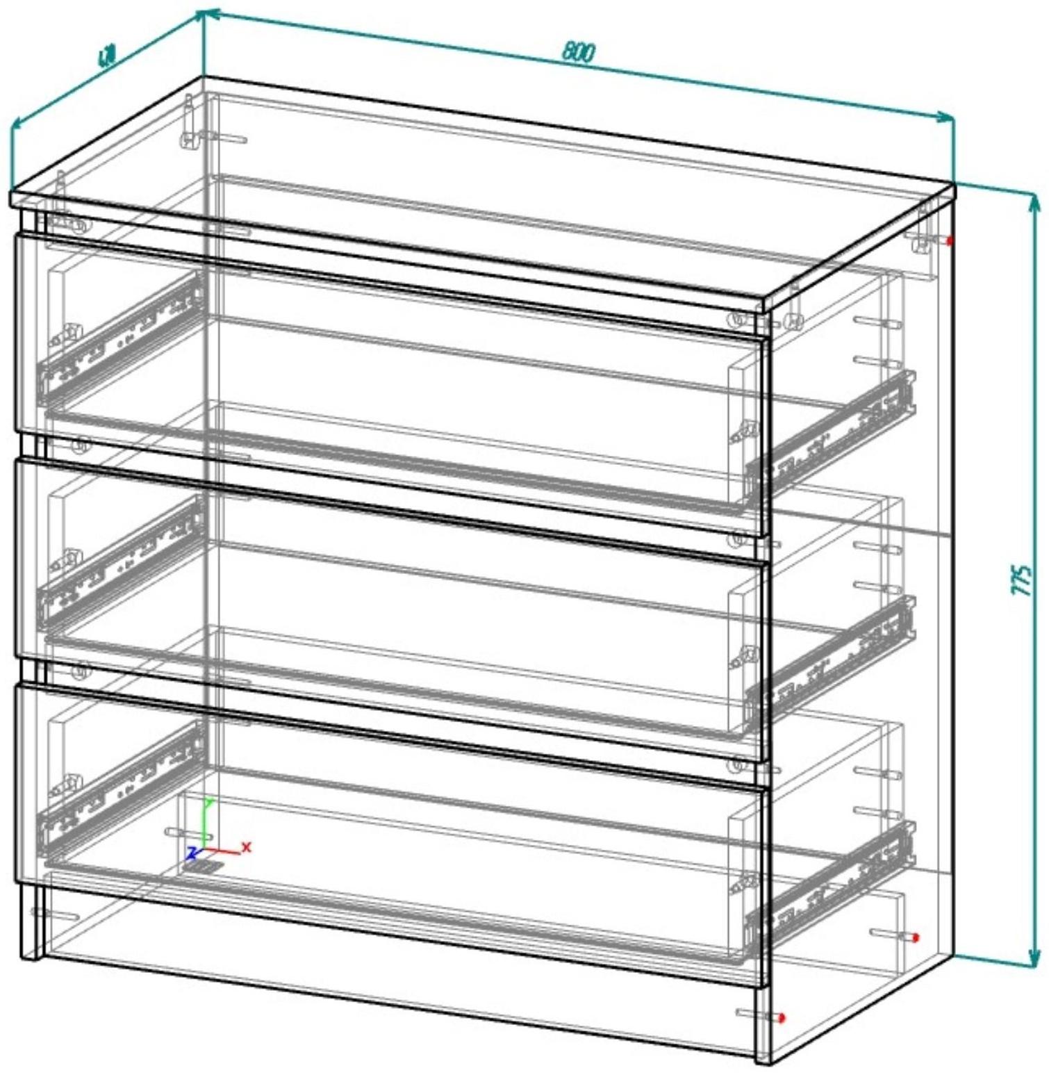 Комод с 3-мя ящиками Бетти, 800х420х775, Белый