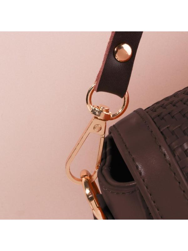 Ручка для сумки из натуральной кожи, с карабинами, 125 × 1,2 см, цвет коричневый