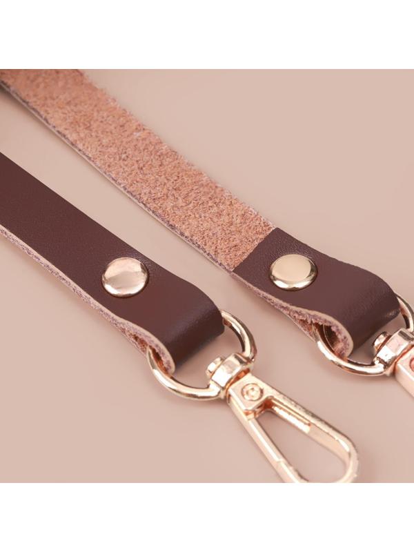 Ручка для сумки из натуральной кожи, с карабинами, 125 × 1,2 см, цвет коричневый
