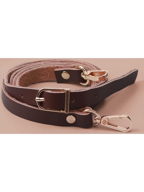 Ручка для сумки из натуральной кожи, с карабинами, 125 × 1,2 см, цвет коричневый