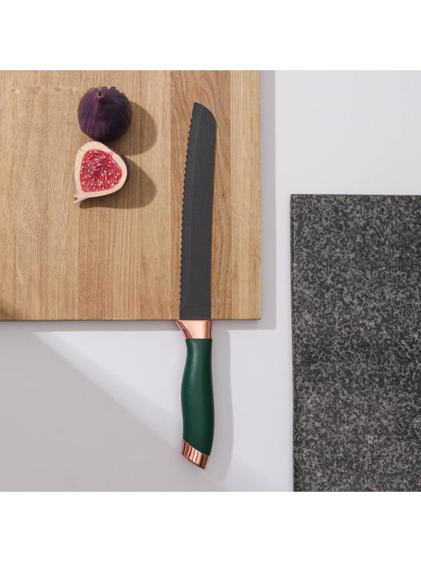 Нож Доляна «Эсмиральда», хлебный, лезвие 19,5 см, цвет зелёный