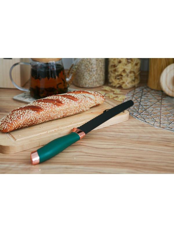 Нож Доляна «Эсмиральда», хлебный, лезвие 19,5 см, цвет зелёный