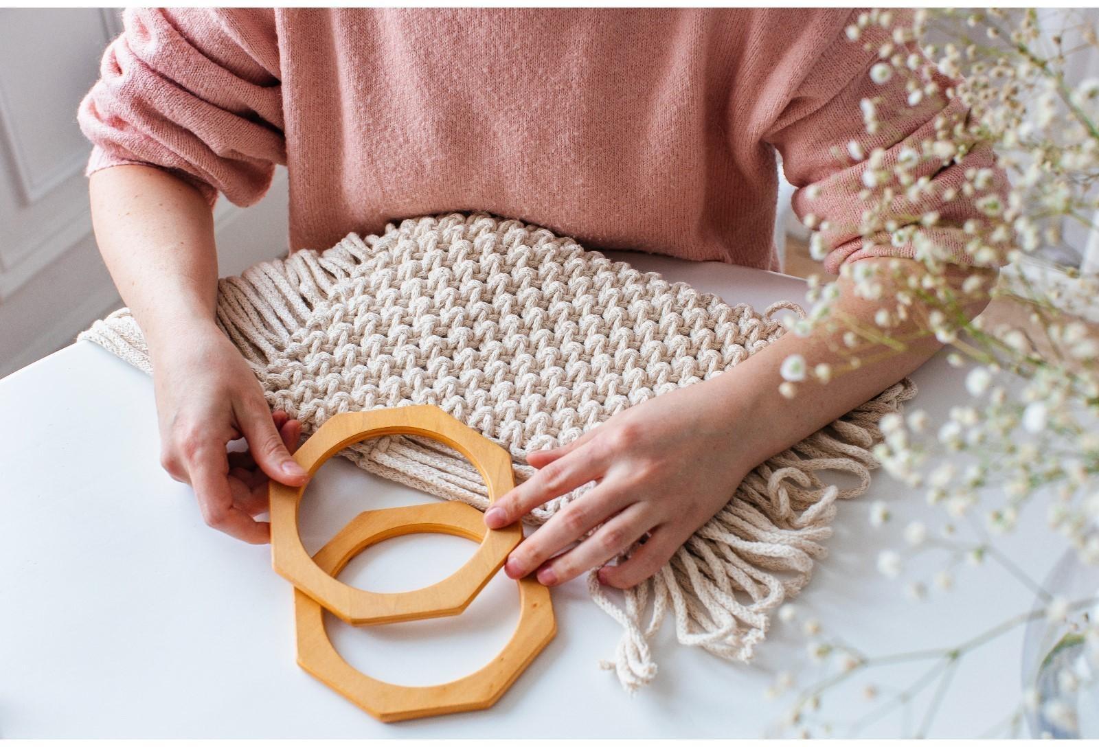 Ручки для сумки деревянные, d = 10,5, 13,5 × 13,5 см, 2 шт, цвет бежевый