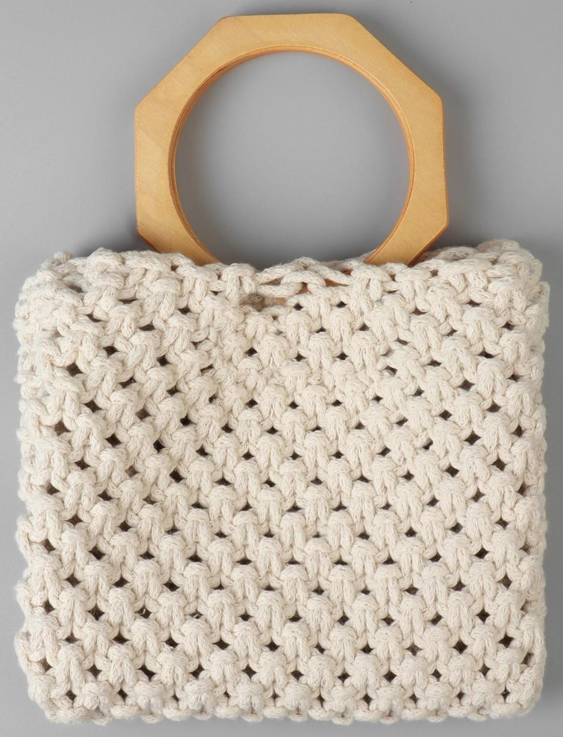 Ручки для сумки деревянные, d = 10,5, 13,5 × 13,5 см, 2 шт, цвет бежевый